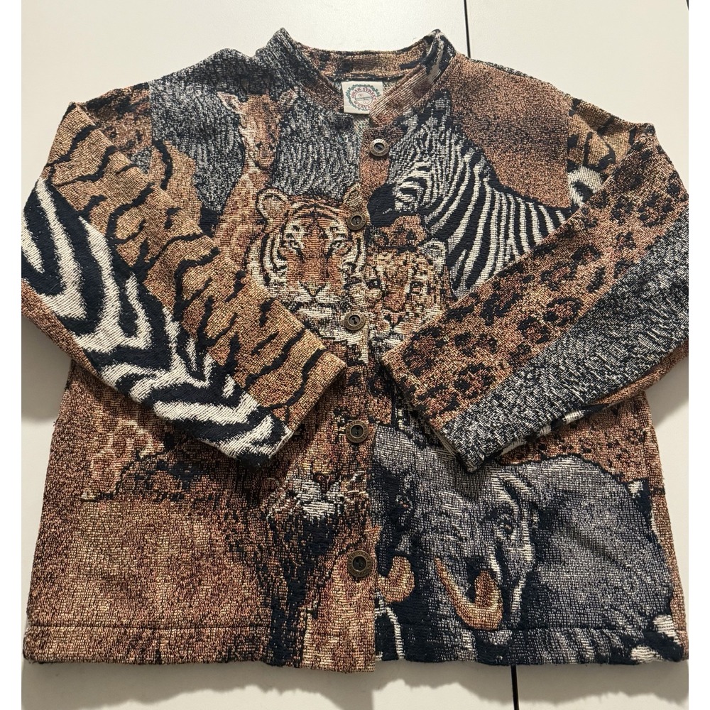 Sugar Street Weavers Vtg Cheetah Print Tapestry Safari‎ Print Lion Zebra OS
